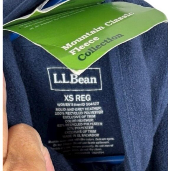 NWT L. L. LL Bean Womens XS Mountain Classic Fleece Jacket Nautical Navy Preppy - Picture 5 of 9